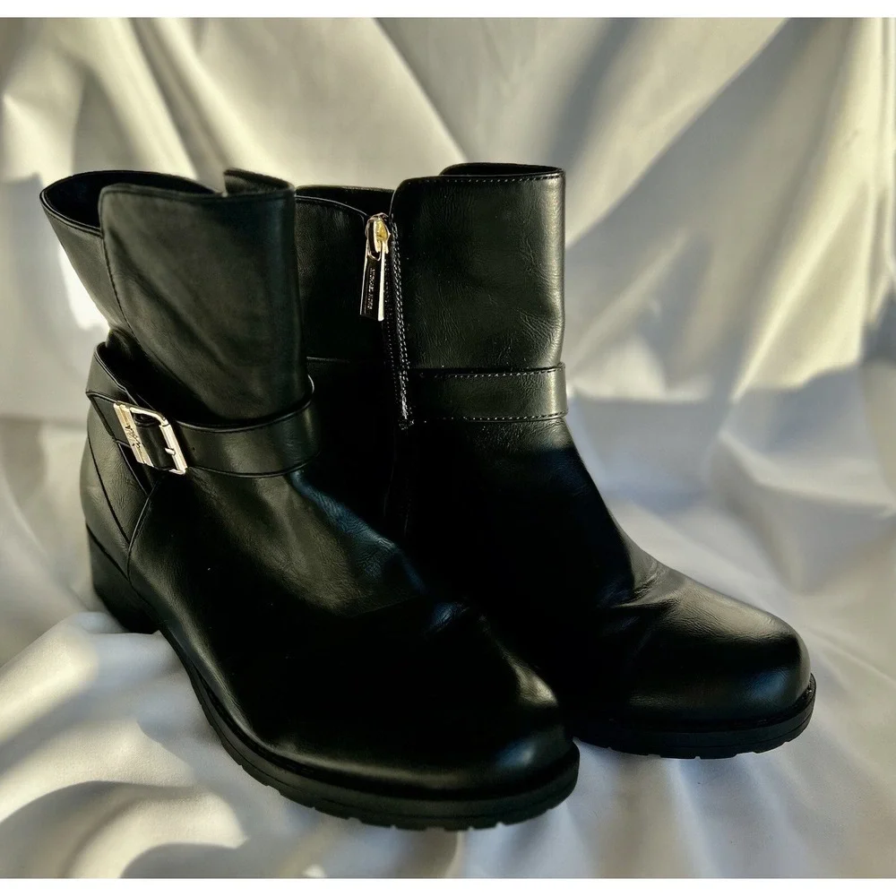 Michael Kors Ankle Black Motorcycle Combat Moto Punk Grunge Biker Rocker Boots 5